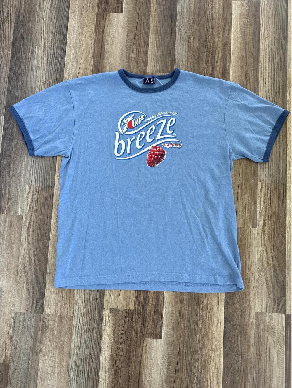 Vintage 7UP Breeze Raspberry T Shirt XL Blue Graphic Tee